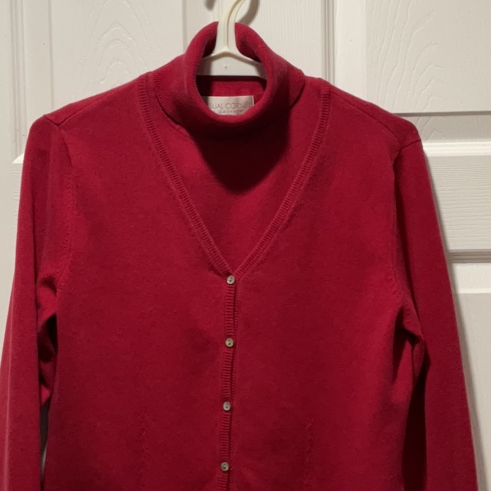 Pretty Red cashmere turtleneck shell & sweater set S